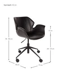 Zuiver Kunstleder-Schreibtischstuhl Nikki, Höhenverstellbar 5 Zuiver Kunstleder-Schreibtischstuhl Nikki, Höhenverstellbar – Bild 3